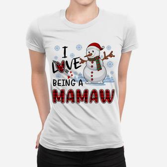 I Love Being A Mamaw Cute Hearts Snowflakes Snowman Gifts Sweatshirt Women T-shirt | Crazezy AU