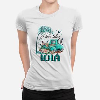 I Love Being Lola Flower Truck Women T-shirt | Crazezy