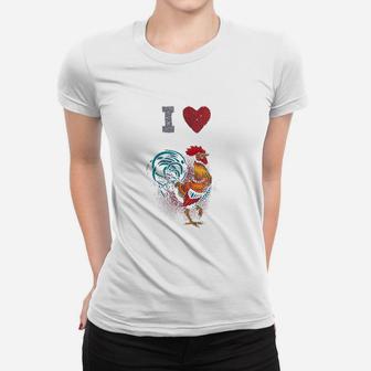 I Love Heart Chickens Women T-shirt | Crazezy