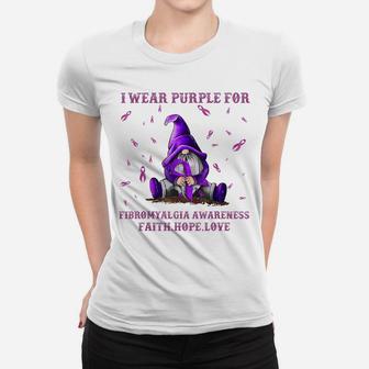 I Wear Purple For Fibromyalgia Awareness Costume Gnome Lover Women T-shirt | Crazezy UK