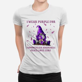 I Wear Purple For Fibromyalgia Awareness Gift Gnome Women T-shirt | Crazezy DE