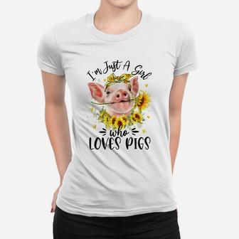 I'm Just A Girl Who Loves Pigs Flower Country Farmer Girl Women T-shirt | Crazezy UK