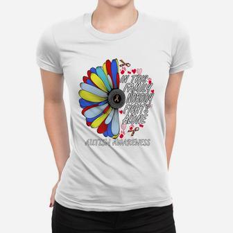 In This Family Nobody Fights Alone Autism Sunflower Gift Women T-shirt | Crazezy