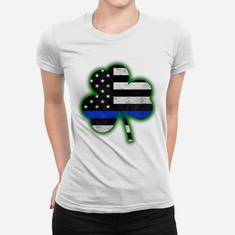 Irish Police Shirt Shamrock Thin Blue Line Usa America Flag Women T-shirt | Crazezy UK