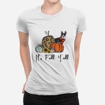 Its Fall Yall Corgi Dog Leopard Pumpkin Sunflower Women T-shirt | Crazezy UK