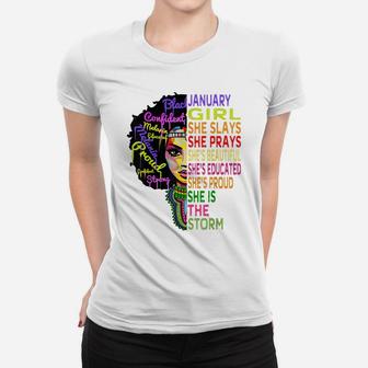 January Birthday Shirts For Women - Black African Queen Gift Women T-shirt | Crazezy CA