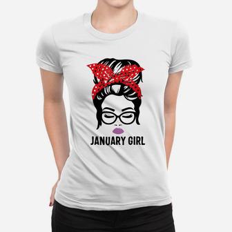January Girl Woman Face Wink Eyes Lady Face Birthday Women T-shirt | Crazezy CA