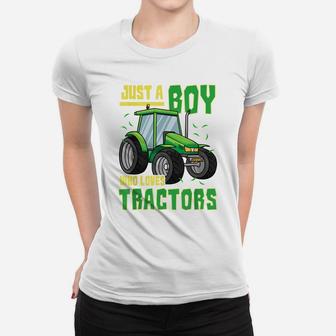 Just A Boy Who Loves Tractors Farm Truck Toddler Women T-shirt | Crazezy CA