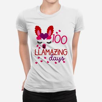 Kids 100 Days Of School Gift For Little Girls 100 Llamazing Days Women T-shirt | Crazezy