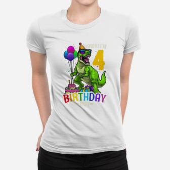 Kids 4Th Birthday Boy T Rex Dinosaur Dino Party Gift Women T-shirt | Crazezy CA