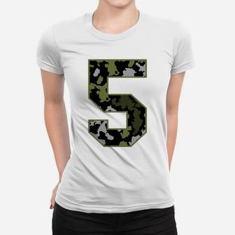 Kids 5Th Birthday Gift Army Green Camo Number Women T-shirt | Crazezy