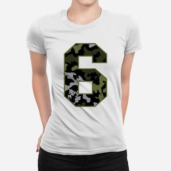 Kids 6Th Birthday Gift Army Green Camo Number Women T-shirt | Crazezy UK