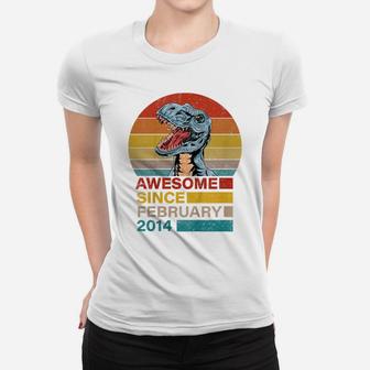 Kids Birthday Gift Awesome Since January 2014 Dinosaur 7 Years Women T-shirt | Crazezy