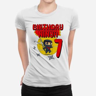 Kids Birthday Ninja 7 Years Old Bday Party Gift For Little Ninja Women T-shirt | Crazezy