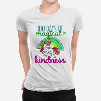 Kids Cute Girls Gift 100 Days Of Magical Kindness Unicorn Rainbow Women T-shirt | Crazezy