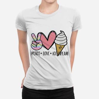 Kids Cute Kawaii Gift For Teen Girl Teenager Peace Love Ice Cream Women T-shirt | Crazezy UK