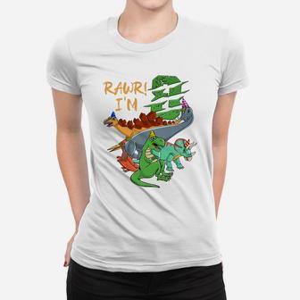 Kids Dino Rawr I'm 8Th Birthday Dinos 8 Year Old Boys Dinosaur Women T-shirt | Crazezy AU