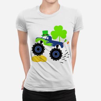 Kids Saint Patricks Day Gift For Monster Truck Lover Boy Shamrock Women T-shirt | Crazezy