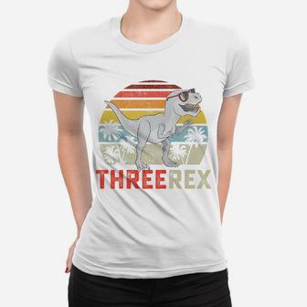 Kids Three Rex Birthday 3 Year Old Dinosaur 3Rd T Trex Boy Girl Women T-shirt | Crazezy UK