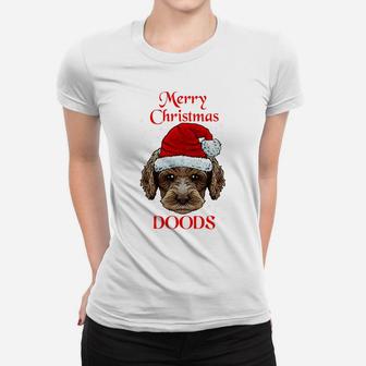 Labradoodle Merry Christmas Doods Santa Hat Doodle Dog Lover Sweatshirt Women T-shirt | Crazezy DE