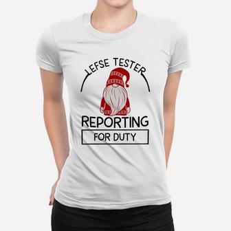 Lefse Tester Reporting For Duty - Nordic Red Gnome Christmas Women T-shirt | Crazezy