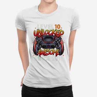 Level 10 Unlocked Awesome Since 2011 10Th Birthday Gaming Women T-shirt | Crazezy UK