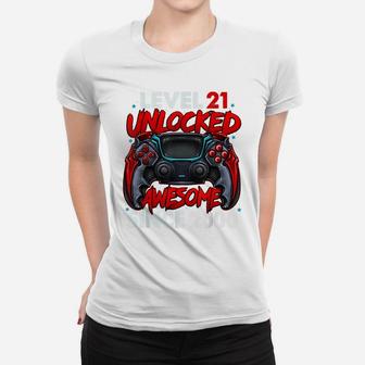 Level 21 Unlocked Awesome Since 2000 21St Birthday Gaming Women T-shirt | Crazezy