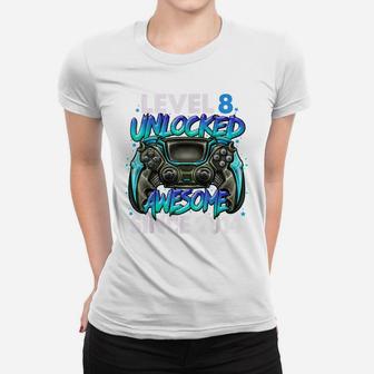 Level 8 Unlocked Awesome Since 2014 8Th Birthday Gaming Women T-shirt | Crazezy