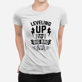 Leveling Up To Big Brother Cool Gamer Christmas Gift Women T-shirt | Crazezy