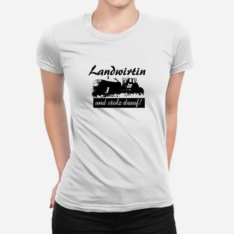 Lustiges Landwirtin Frauen Tshirt mit Traktormotiv, Stolz darauf Spruch - Seseable