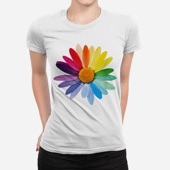 Marguerite Daisy Flower In Rainbow Colors Women T-shirt | Crazezy