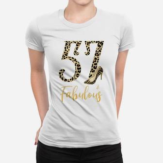 Mb 57Th Birthday 57 And Fabulous Leopard Print High Heels Women T-shirt | Crazezy