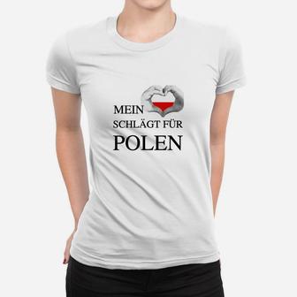 Mein Herz schlägt für Polen Frauen Tshirt, Patriotisches Design - Seseable