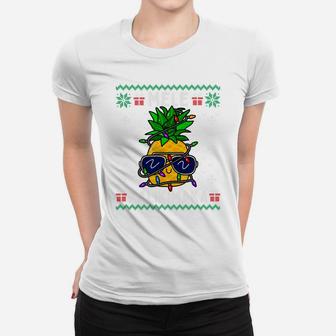 Mele Kalikimaka Christmas Pineapple Hawaiian Xmas Lights Sweatshirt Women T-shirt | Crazezy
