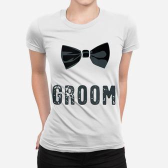 Mens Bow Tie Groom Bachelor Party Women T-shirt | Crazezy
