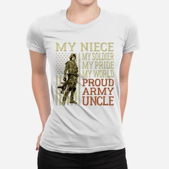 Mens My Niece My Soldier Hero - Proud Army Uncle Military Family Women T-shirt | Crazezy