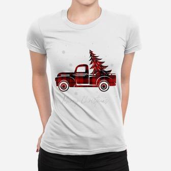 Merry Christmas Buffalo Truck Tree Red Plaid For Men Women Women T-shirt | Crazezy
