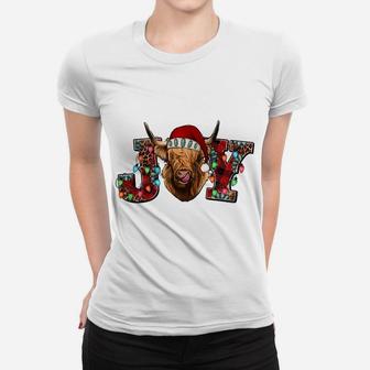 Merry Christmas Joy Heifer Dairy Cow Santa Cow Buffalo Plaid Sweatshirt Women T-shirt | Crazezy AU