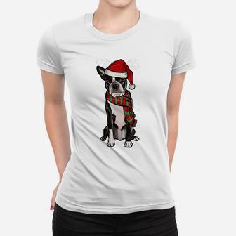 Merry Christmas Ornament Boston Terrier Xmas Santa Sweatshirt Women T-shirt | Crazezy