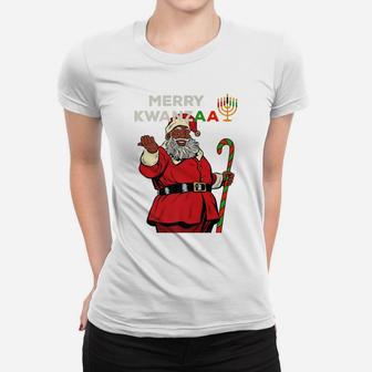 Merry Kwanzaa Santa Black Christmas African American Women T-shirt | Crazezy UK