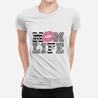 Mom Life Women Leopard Lips Women T-shirt | Crazezy DE