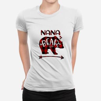Nana Bear Red N Black Buffalo Plaid Bear Heart Women T-shirt | Crazezy AU