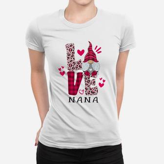 Nn Love Leopard Plaid Gnome Nana Valentines Day Costume Women T-shirt | Crazezy