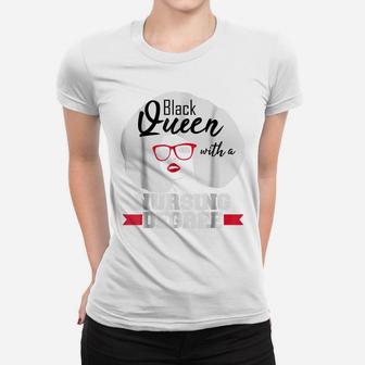 Nurse Black Queen Nursing Degree T-Shirt Lpn Cna Lvn Gift Women T-shirt | Crazezy
