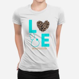 Nurse Life Rn Lpn Cna School Cheetah Heart Leopard Hopeful Women T-shirt | Crazezy