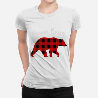 Papa Bear Red Plaid Buffalo Family Christmas Pajama Gift Women T-shirt | Crazezy AU