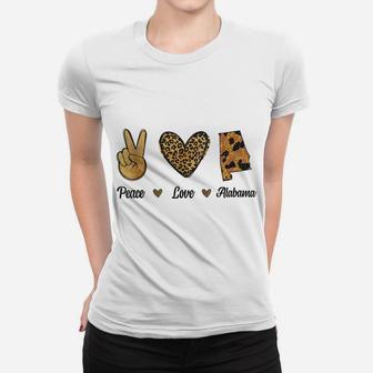 Peace Love Alabama Leopard Flag Map Souvenirs For Men Women Women T-shirt | Crazezy UK