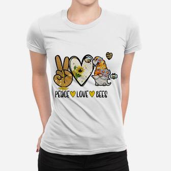 Peace Love Bees Gnome Sunflower Honey Graphic Tees Women T-shirt | Crazezy