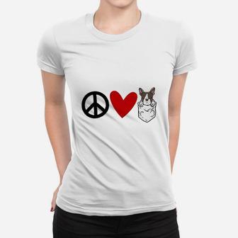 Peace Love Boston Terrier Women T-shirt | Crazezy