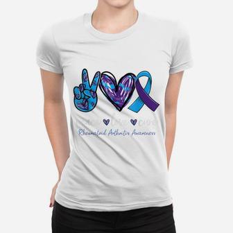 Peace Love Cure Rheumatoid Arthritis Awareness Month Women T-shirt | Crazezy